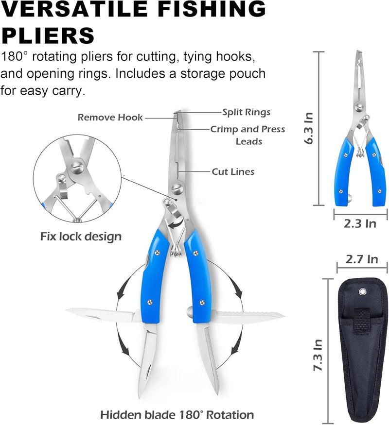 Bombrooster Fishing Tool Kit - 4PCS Landing Net, Pliers, Fish Gripper and Hook Remover - Kayak and Boat Fishing Gear for Freshwater or Saltwater - Image 3